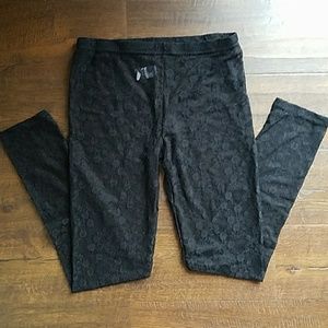 Black lace footless tights/leggings
